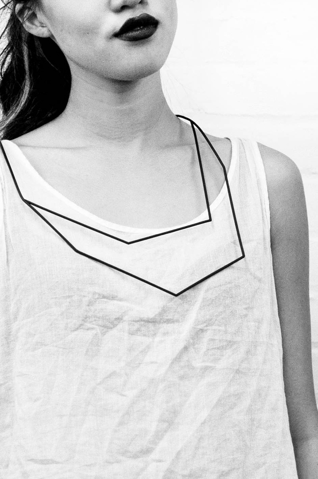Symmetrical Necklace made from Brass and Acrylic Urethane lacquer by Lena Wunderlich